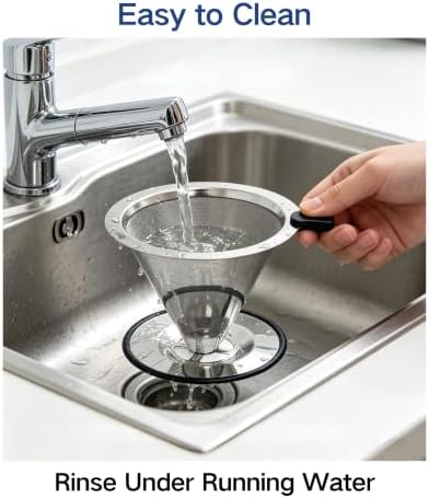 Pour Over Coffee Dripper Dual Stainless Steel Reusable Filter Coffee Maker - Image 6