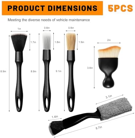 5PCS Car Detailing Brush Kit, Auto Cleaning Kit Includes 2 Vent Cleaners & 3 - Image 2