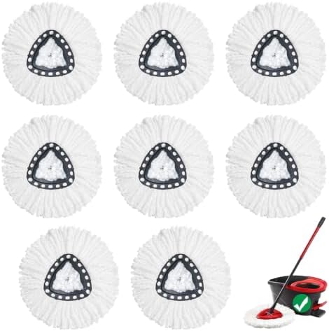 8Pack Spin Mop Replacement Heads, 100% Microfiber, Household Floor Cleaning by YEAZHEN