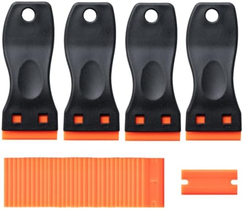 4 Pcs Plastic Razor Blade Scraper and 120 Pcs Blades by CADONO