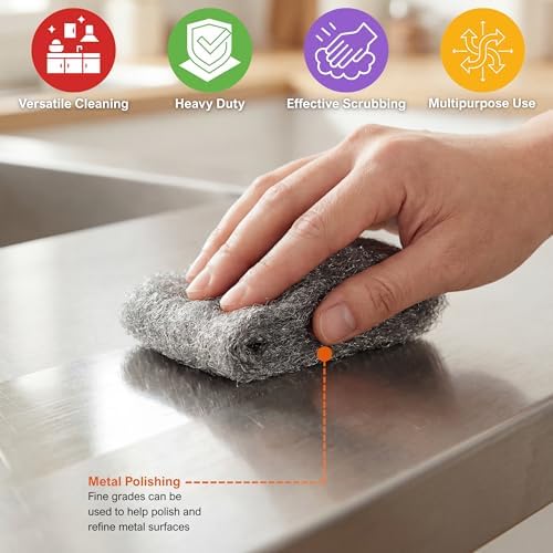 PAMI #0 Medium Fine Steel Wool Scrubber Pads, Non-Scratch - Image 7
