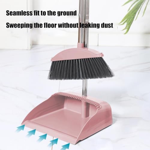 Broom with Dustpan Combo Set Upright Broom and Dustpan Set w/Long Handle - Image 6