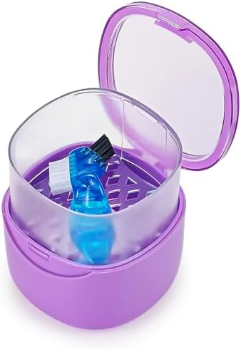 Purple Denture Cup Denture Bath Box Case by EZEELAI