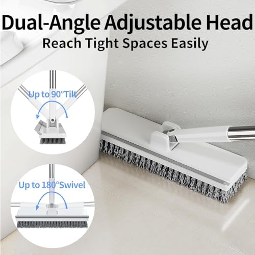 Floor Scrub Brush with 55" Long Handle, 2-in-1 Floor Brush with Built-in - Image 4