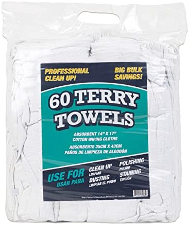 Arkwright TT60 Terry Cloth Rags, 100% Cotton Cleaning Towels by Arkwright