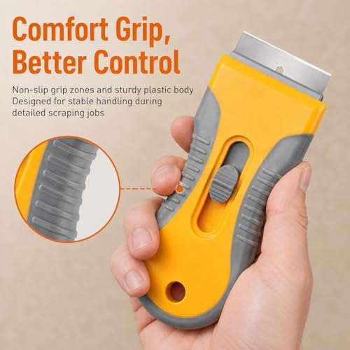 Razor Blade Scraper Set, 2 Safety-Lock Handles + 20 Steel Blades - Image 5