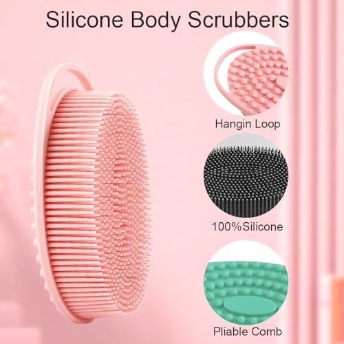 Soft Silicone Body Scrubber 3 PCS Silicone Body Shower, Silicone Loofah 2 in 1 - Image 2