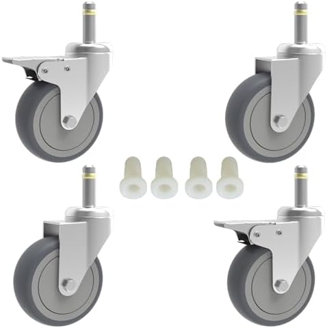 RILIDRI 3-Inch Swivel Stem Caster, 7/16-Inch Stem Diameter Rubber Wheel by RILIDRI