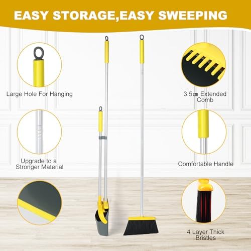 Broom and Dustpan Set with 54 Inch Long Handle - Image 6