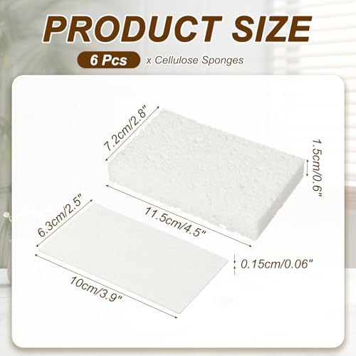 uxcell 6Pcs Cellulose Sponges, Square Kitchen Clean Sponges Non-Scratch - Image 2