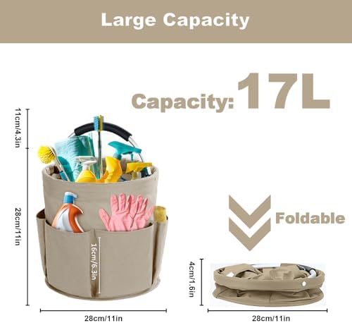 Cleaning Caddy with Handle, Cleaning Supplies Organizer Collapsible Bucket - Image 2
