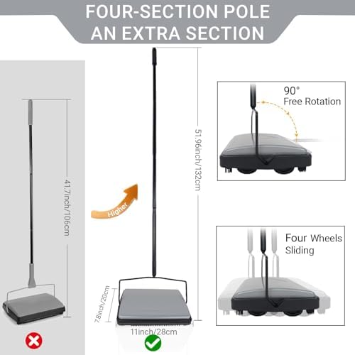 EZ SPARES Manual Floor Carpet Sweeper - Image 2