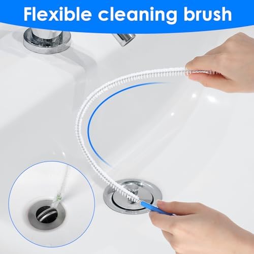 4 Packs Snake Drain Hair Removal Tools, 17.7" Long Flexible Drain Cleaning Brush - Image 6