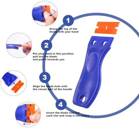 4 PCS Plastic Razor Blade Scraper and 120 PCS Plastic Razor Blades, Cleaning - Image 5