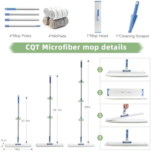 CQT 18" Commercial Flat Microfiber Floor Mop Cleaning System - Image 3