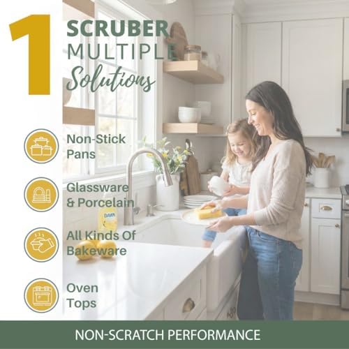 Peachy Clean Kitchen Dish Sponge & Scrubbers, Fresh Lemon Scent, Non-Scratch - Image 2