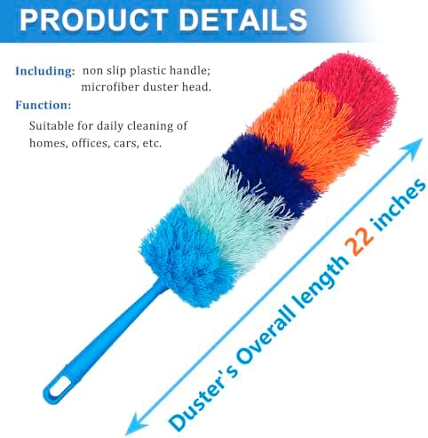2 Pack 22-Inch Rainbow Reusable Microfiber Dusters, Bendable and Washable - Image 2