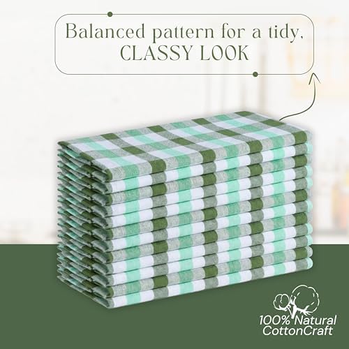 Checked Kitchen Towels 12 Pack, 100% Cotton, Absorbent Dish Towels - Image 7