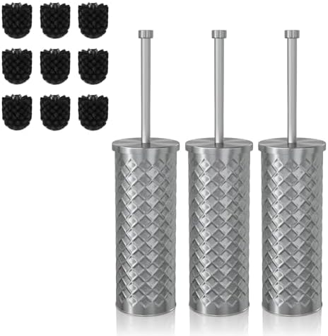 Toilet Bowl Brush and Holder Set 3 Pack by Bathway
