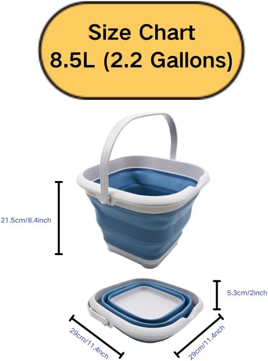 SAMMART 8.5L Collapsible Square Handy Bucket/Foldable SquareWater Pail/Portable - Image 5