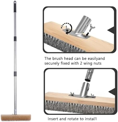 Floor Scrub Brush with Long Handle, Wire Deck Scrub Brush with Long Handle - Image 6