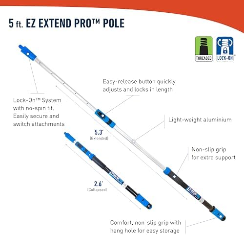 Unger Professional Lock-On EZ Extend Pro Telescopic Pole, Extension 2.6’ to 5.3’ - Image 6