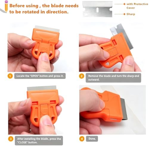 8 Pack Razor Blade Scraper, Retractable Razor Blade Scraper Tool - Image 3