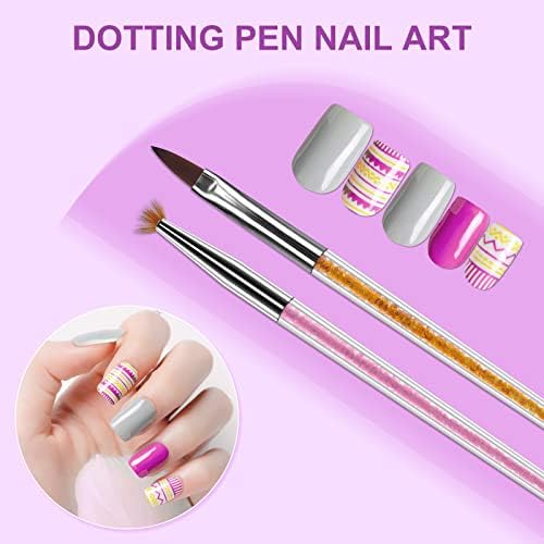 Artdone 9PC Nail Art Brushes Set double-ended, Liner Brush, Dotting Pen - Image 5