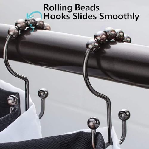 DAWNER Shower Curtain Hooks Rings, Rust Proof Hooks, Metal Easy Glide Double - Image 2
