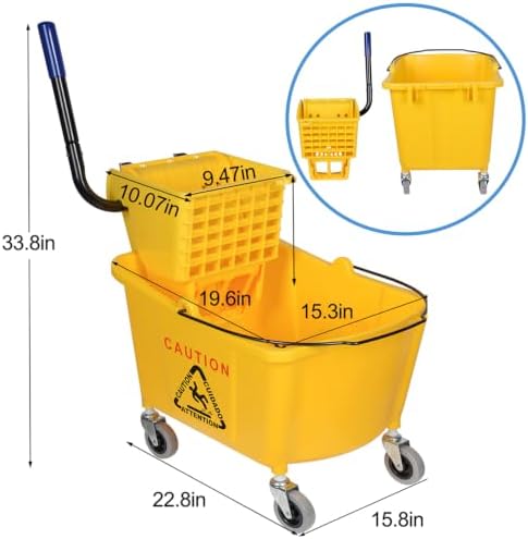 Side-Press Wringer Commercial Mop Bucket on Wheels - Image 3