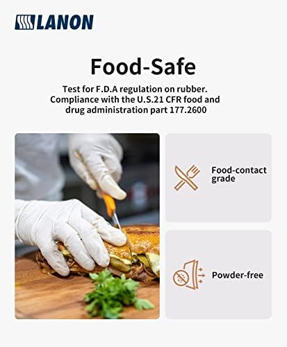 LANON Food Safe White Disposable Nitrile Gloves, Cooking Gloves - Image 3