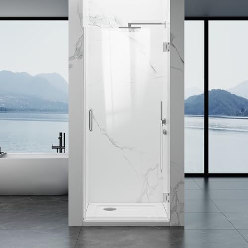 3/8" Frameless Pivot Shower Door, 304 Stainless Steel, Bright Chrome by YTSAHSTT