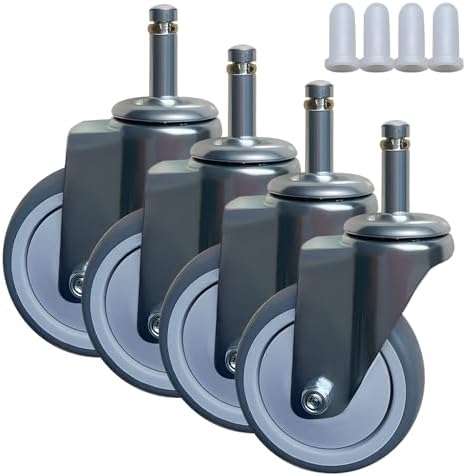 4Inch Swivel Caster Wheels, Quiet Non-Marking Rubber Stem Casters Set of 4 by StemCasterWheel