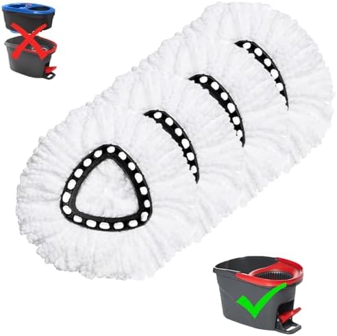 4 Pack Mop Replacement Heads for O-Ceda EasyWrin Spin Mop, Microfiber Spin Mop by HANZENMA