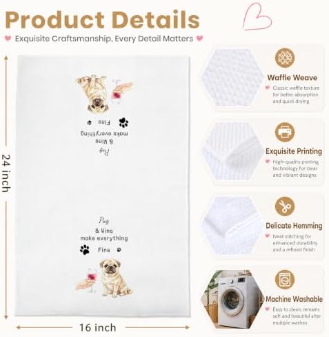 Funny Pug Kitchen Towels Hostess Gifts - Image 2