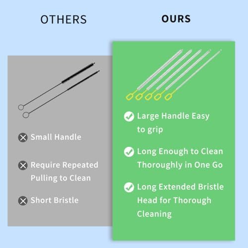 Extra Long 10 Inch Straw Cleaner Brush, Heavy Duty Thin Bristle Straw Brushes - Image 6