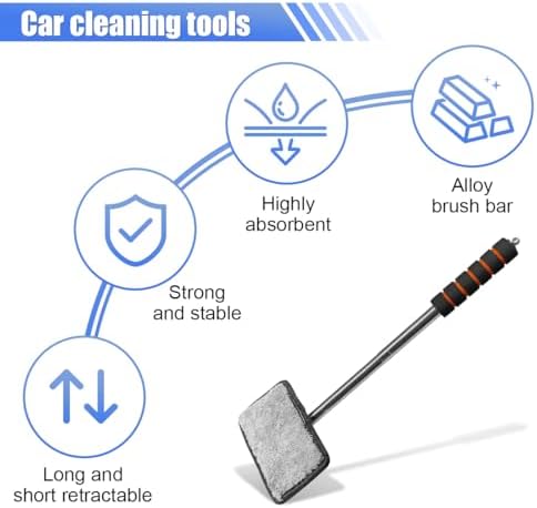 Car Windshield Cleaner Tool, Retractable Rearview Mirror Brush - Image 3