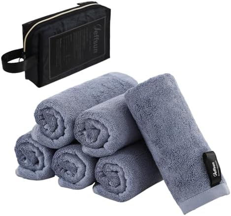 Wash Cloth 6 Pack w/Mesh Bag, Extra Soft Face Towels by Jeffsun