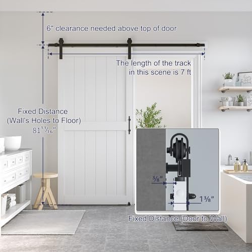 SMARTSTANDARD 40" x 80" White Sliding Barn Door - Image 2