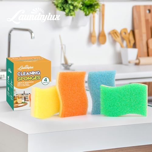 LAUNDRYLUX Scrub Sponge, 4 Pack Dual-Sided Temperature-Responsive Scrubber - Image 7