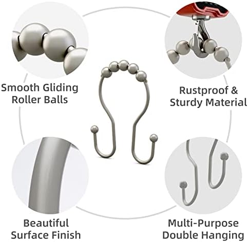 Bathway Shower Curtain Hooks Rust Proof Shower Curtain Rings, Smooth Glide - Image 2