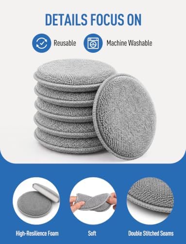 FONAROLL Microfiber Wax Applicator Pads, Car Wax Applicator, Buffing & Detail - Image 2