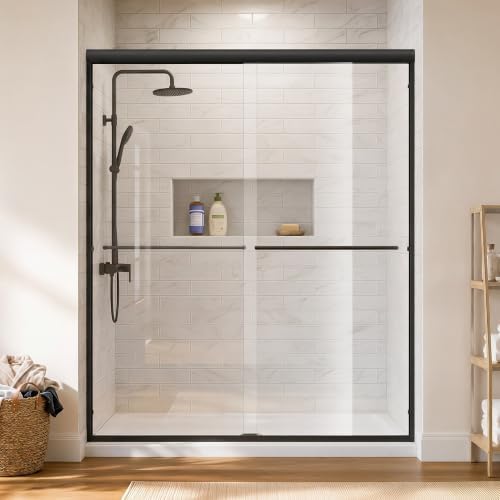 ELEGANT Double Sliding Shower Door 56-60" W x 72" H, Semi-Frameless Bypass by ELEGANT