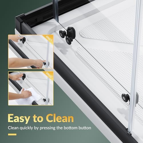 ELEGANT 36" D x 36" W x 72" H Corner Double Sliding Shower Door, Matte Black - Image 6