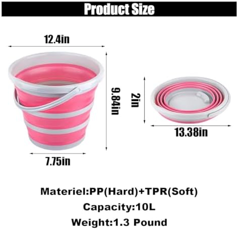 GLSOWEE Car Collapsible Bucket, 10L 2.6 Gallon Folding Bucket Auto Cleaning - Image 2