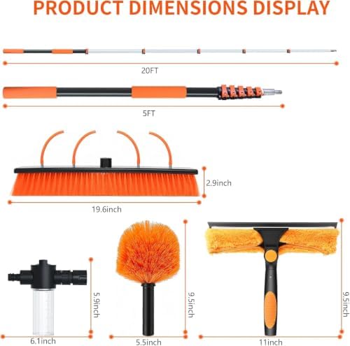 Solar Panel Cleaning Kit with 5-20ft Telescoping Pole, Water Fed Pole Window - Image 2