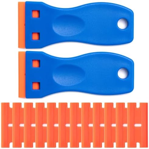 2 Pcs Plastic Razor Blade Scraper and 12 Pcs Blades, Remove Label Decal Tool - Image 2