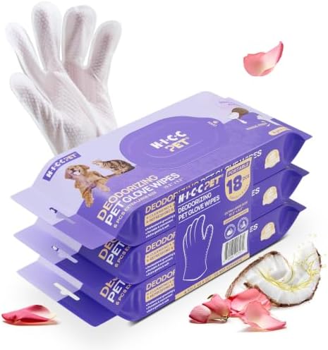 HICC PET Dog Wipes for Dogs & Cats, Glove Design by HICCPET