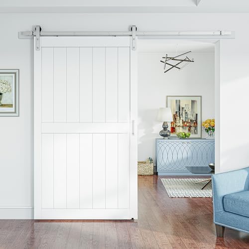 SMARTSTANDARD 48" x 84" White Sliding Barn Door - Image 2