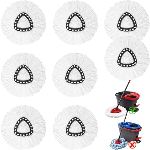 8 Pack Spin Mop Replacement Heads, 100% Microfiber Mop Head, Deep Cleaning by V-chen